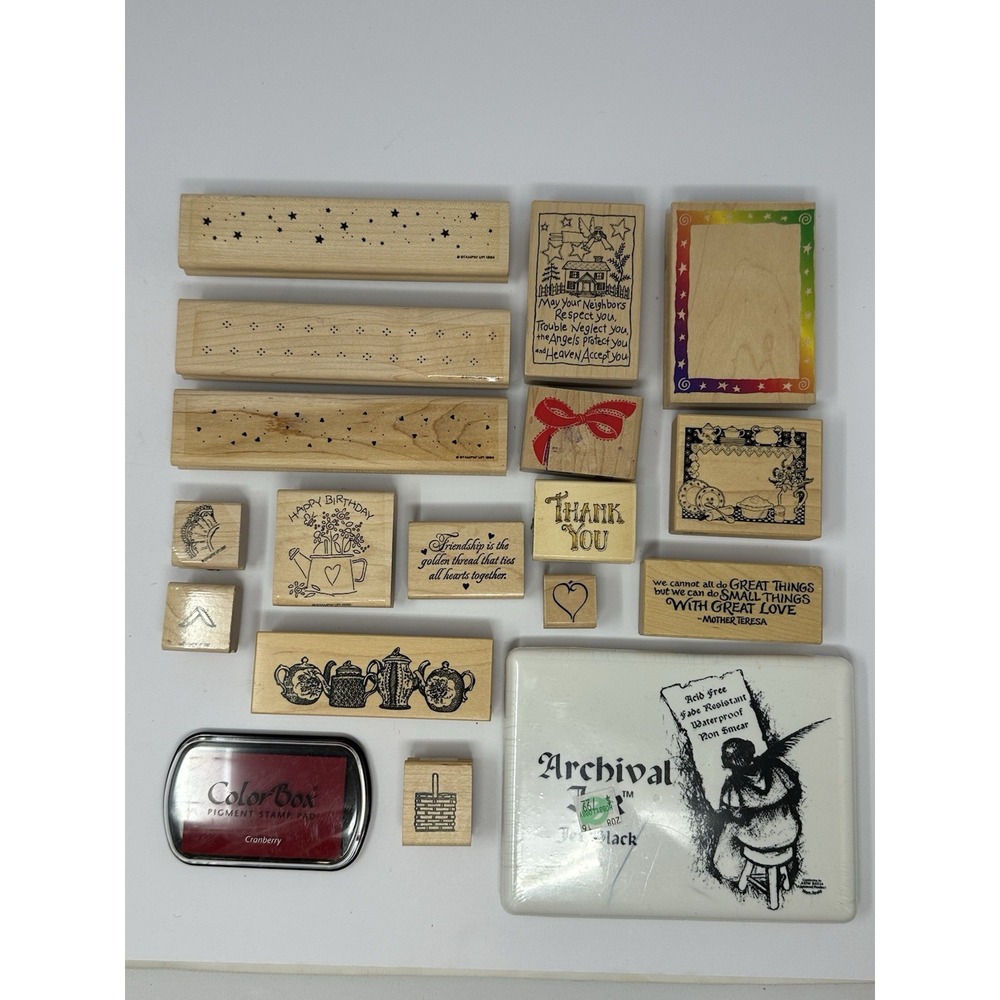 Stampin Up & Other Brand Stamps - Lot of 16 Plus 2 Ink Pads - 1 Sealed A9